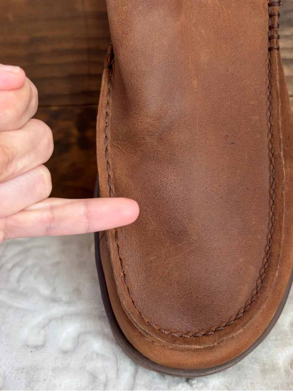 Hey Dude Wally Grip Moc Craft Leather Shoes Men Sz 15 Brown Slip On Comfort EUC - Picture 5 of 16